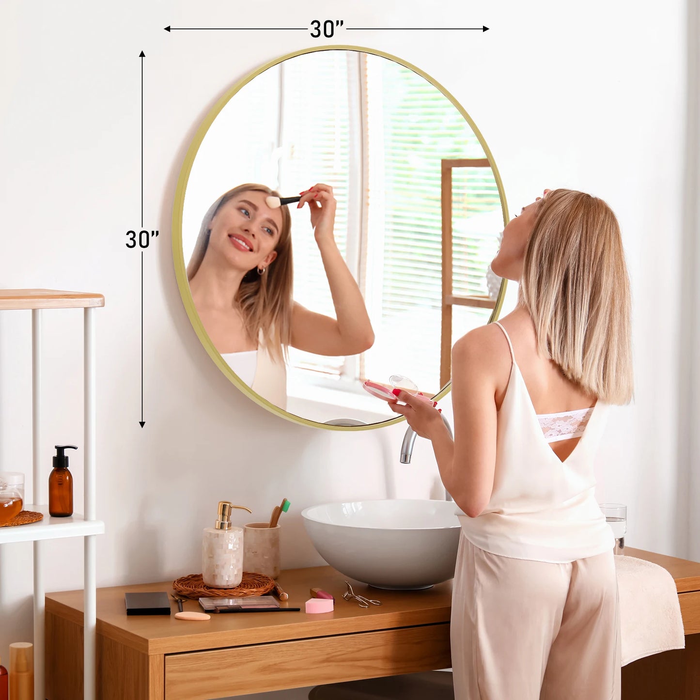Gold Round Framed Mirror