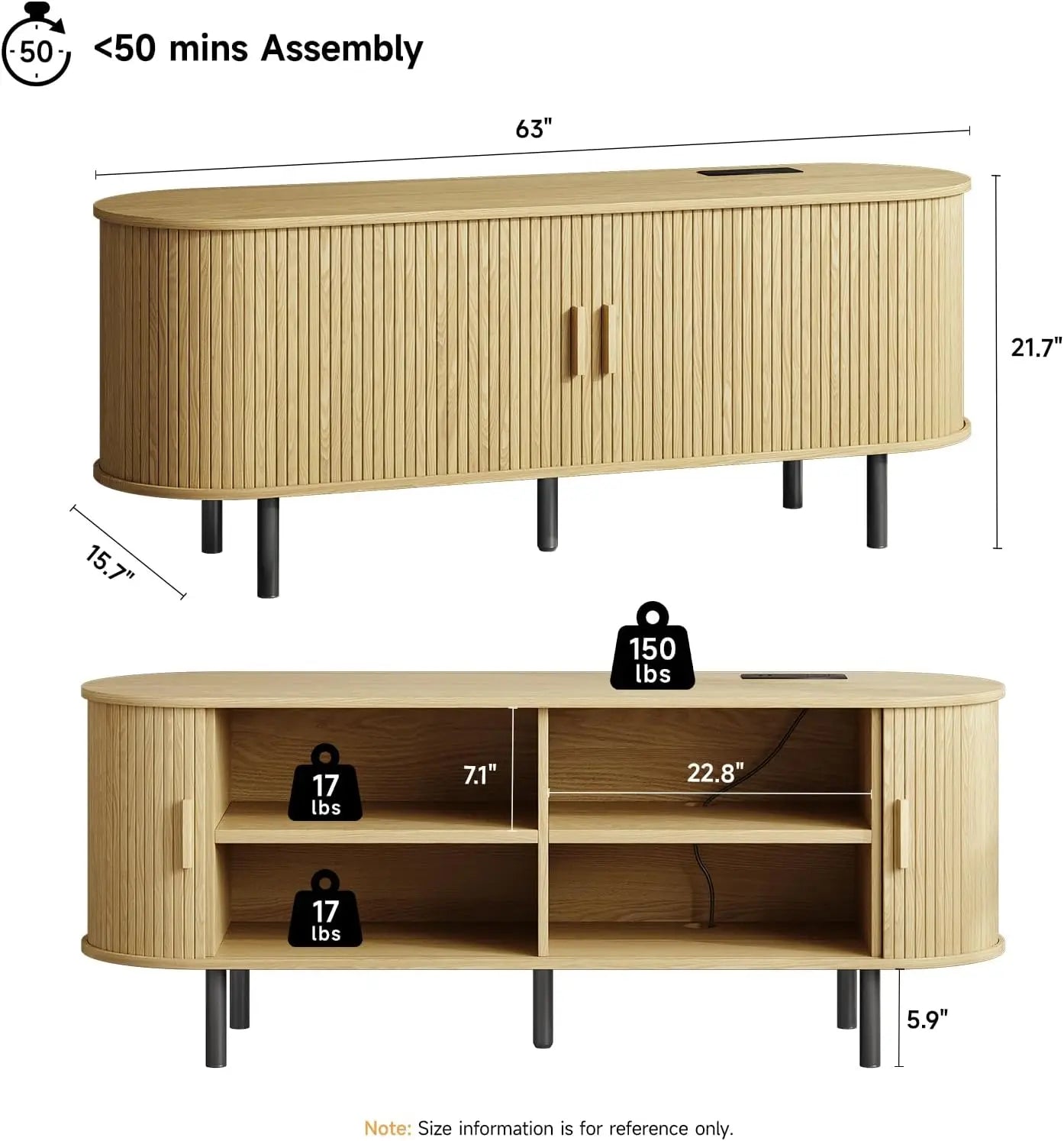 Modern TV Table with Sliding Doors