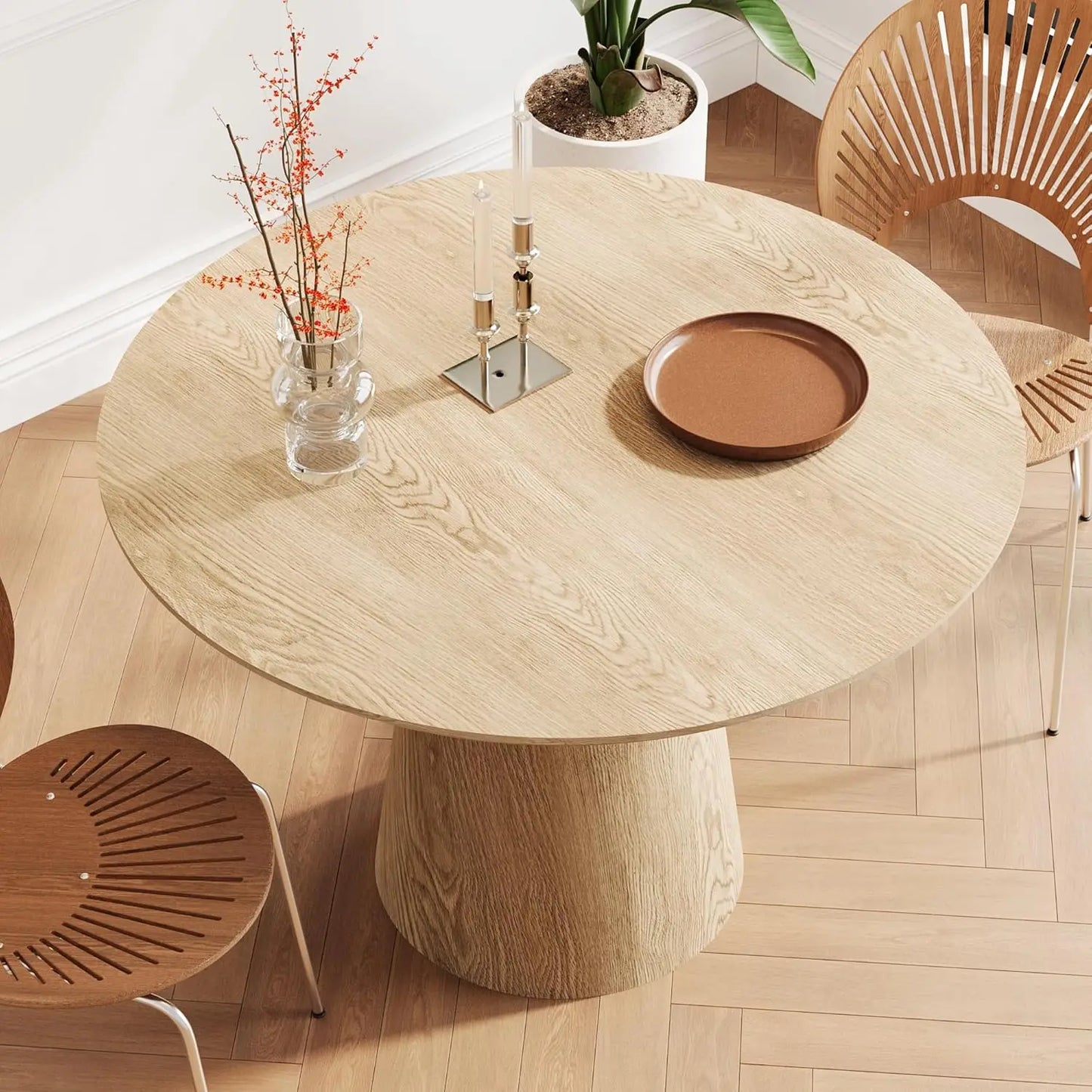 Mid-Century Modern Farmhouse Round Dining Table