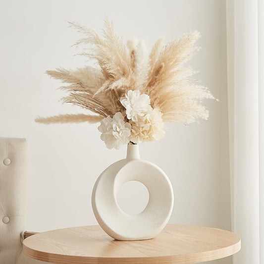 Modern Nordic Style White Ceramic Donut Vase