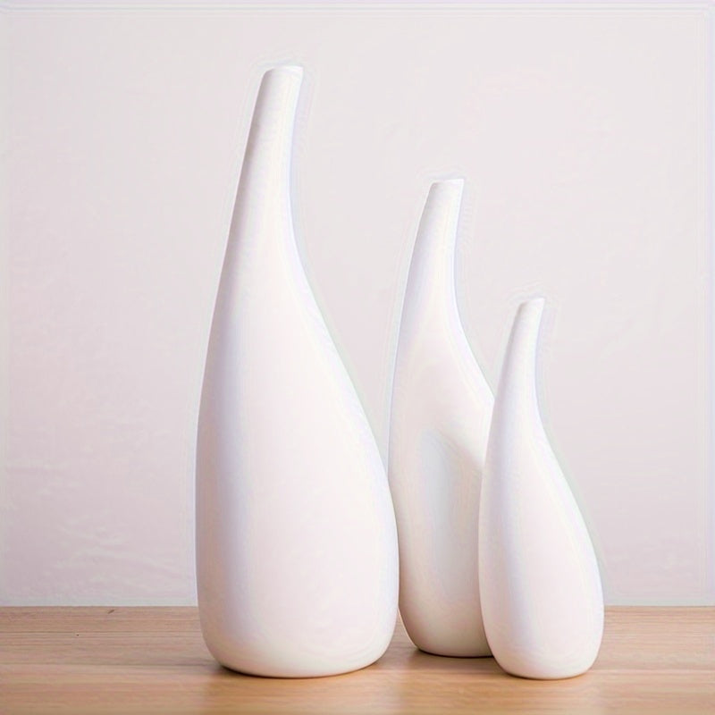 3pcs Set Of Modern White Ceramic Vases