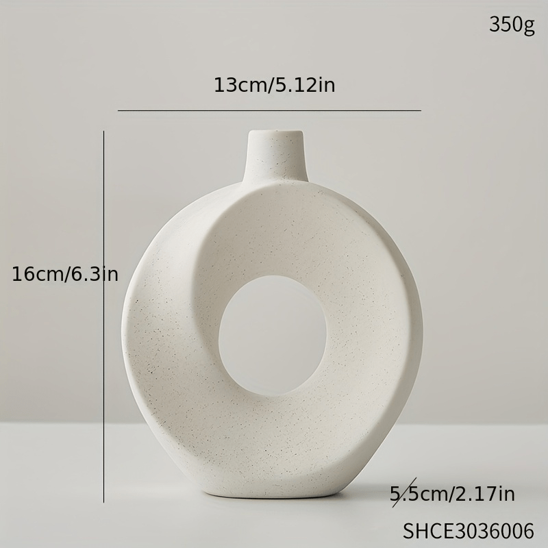 Modern Nordic Style White Ceramic Donut Vase