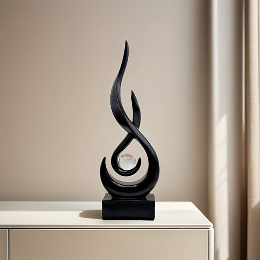 Elegant Black Flame Resin Art Piece