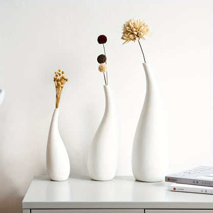 3pcs Set Of Modern White Ceramic Vases