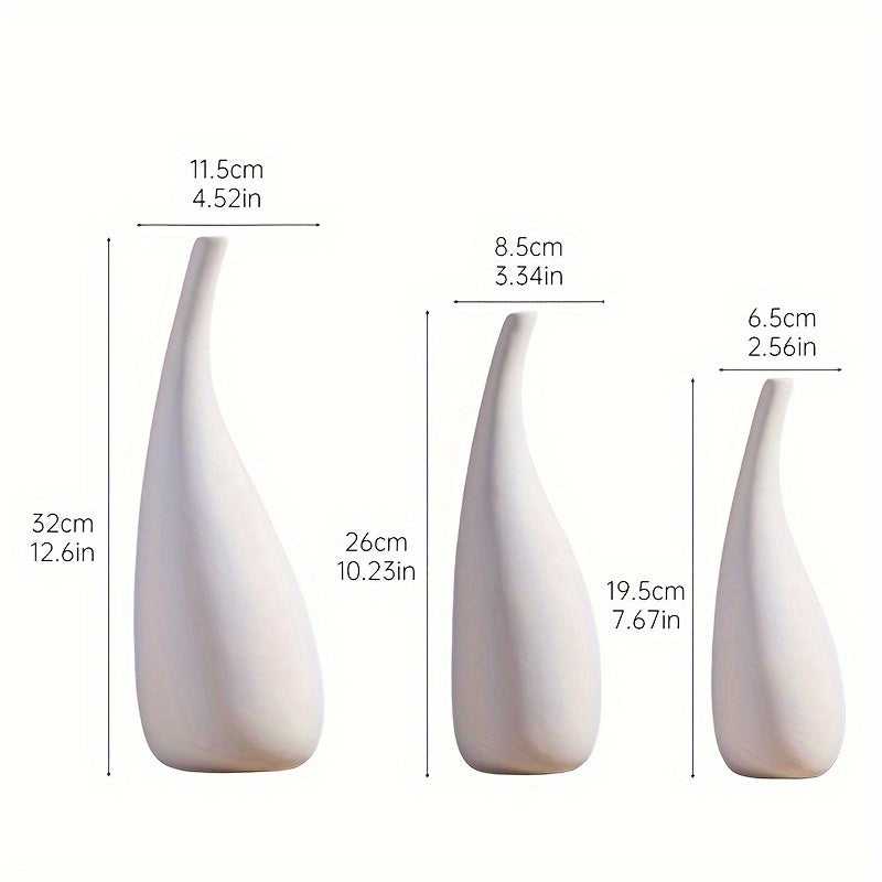 3pcs Set Of Modern White Ceramic Vases