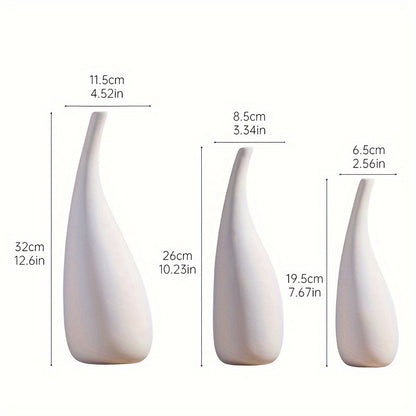 3pcs Set Of Modern White Ceramic Vases