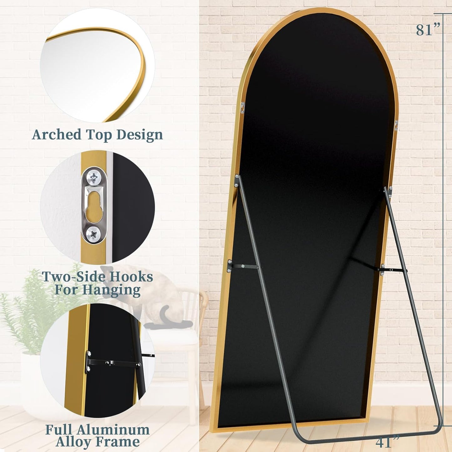 Modern Arched Floor-Standing Mirror