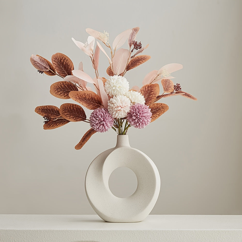 Modern Nordic Style White Ceramic Donut Vase