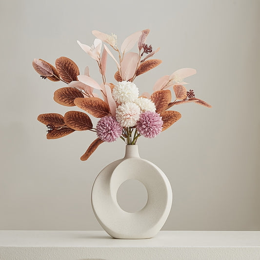 Modern Nordic Style White Ceramic Donut Vase