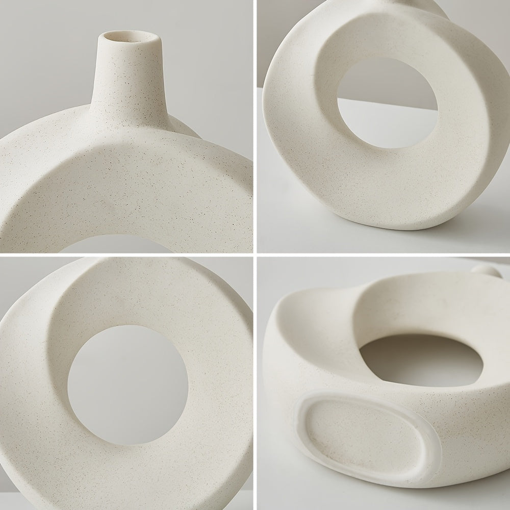 Modern Nordic Style White Ceramic Donut Vase