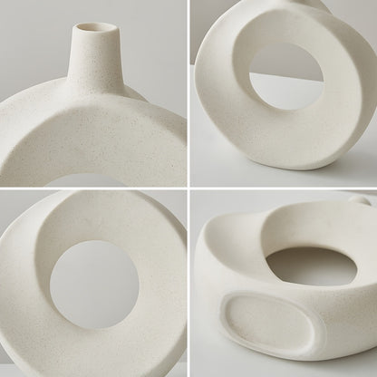 Modern Nordic Style White Ceramic Donut Vase