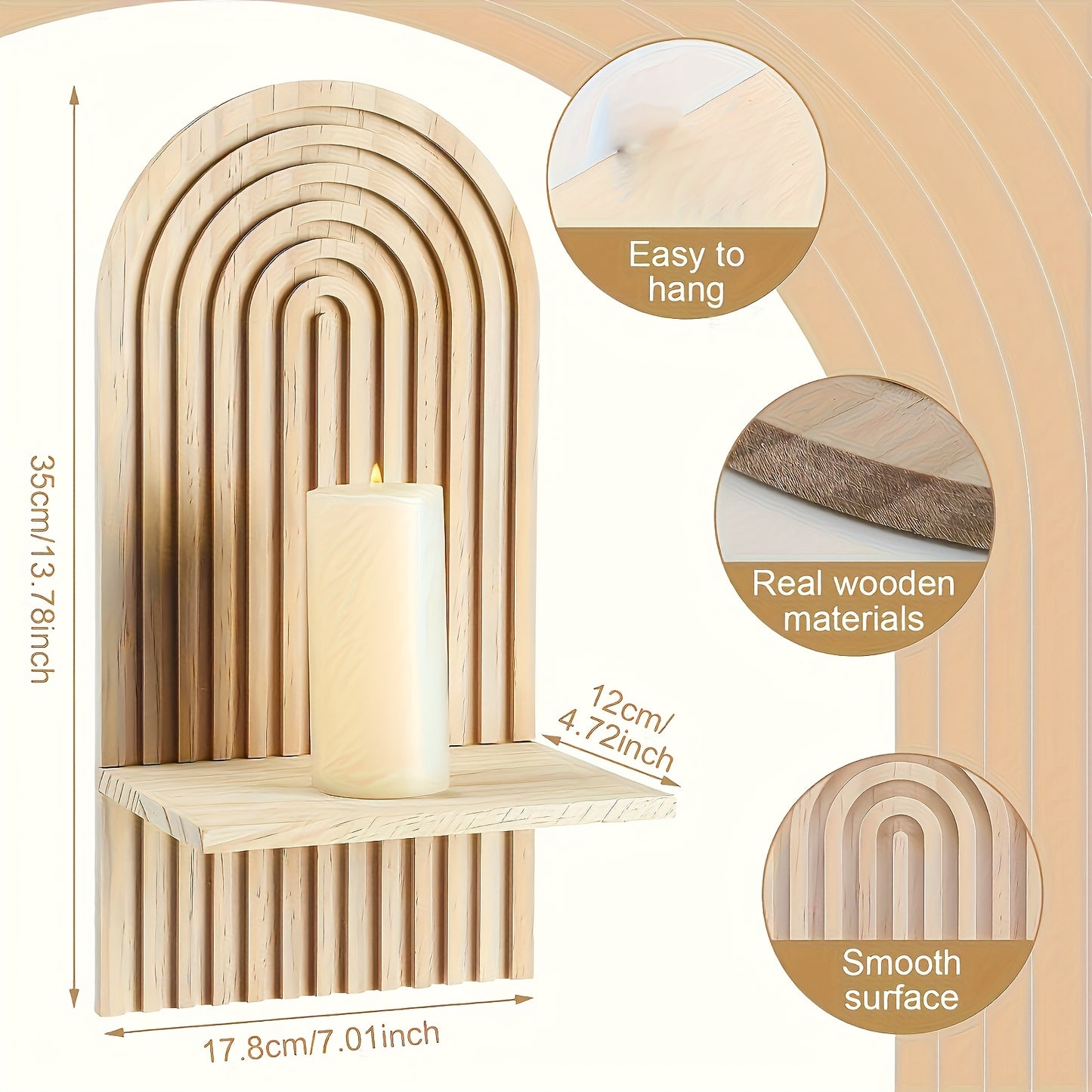 Chic Rainbow Arch Wooden Wall Shelf