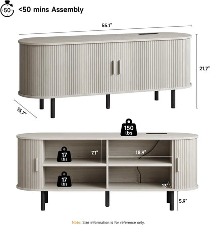 Modern TV Table with Sliding Doors