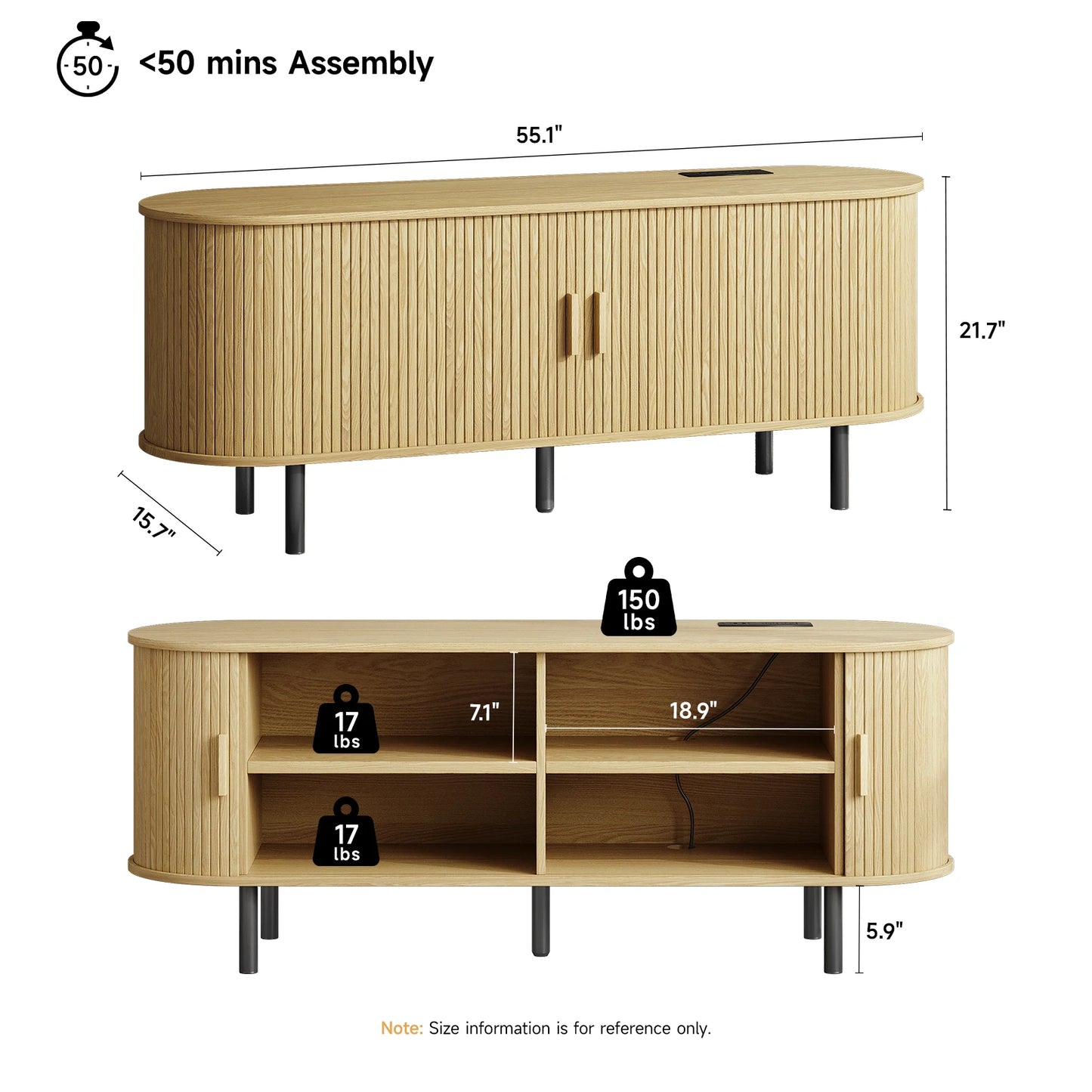 Modern TV Table with Sliding Doors