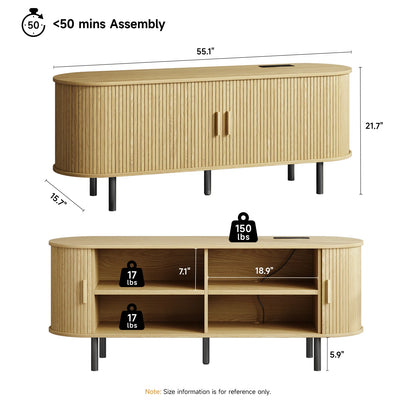 Modern TV Table with Sliding Doors