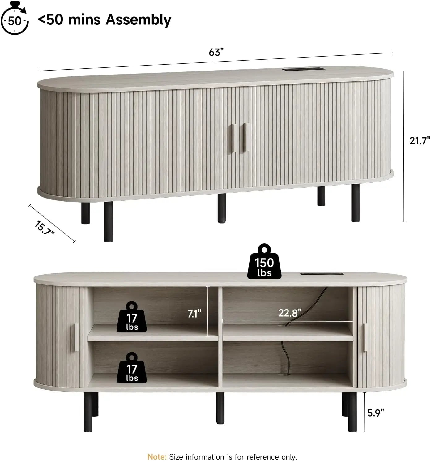 Modern TV Table with Sliding Doors