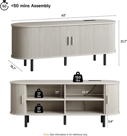 Modern TV Table with Sliding Doors