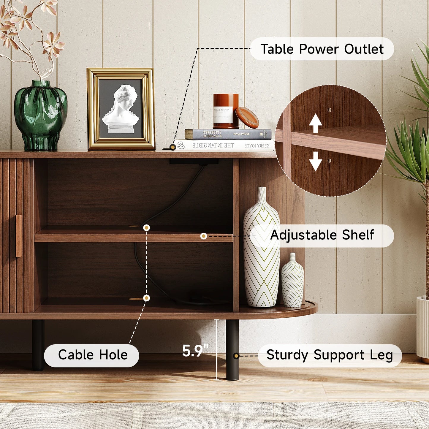 Modern TV Table with Sliding Doors