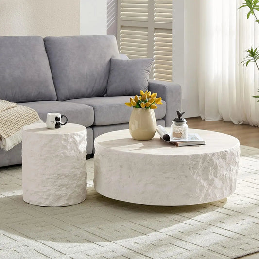 Cement Stone Pattern Round Coffee Table
