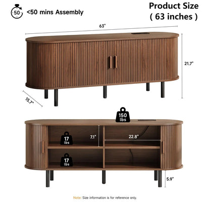 Modern TV Table with Sliding Doors