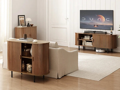 Modern TV Table with Sliding Doors