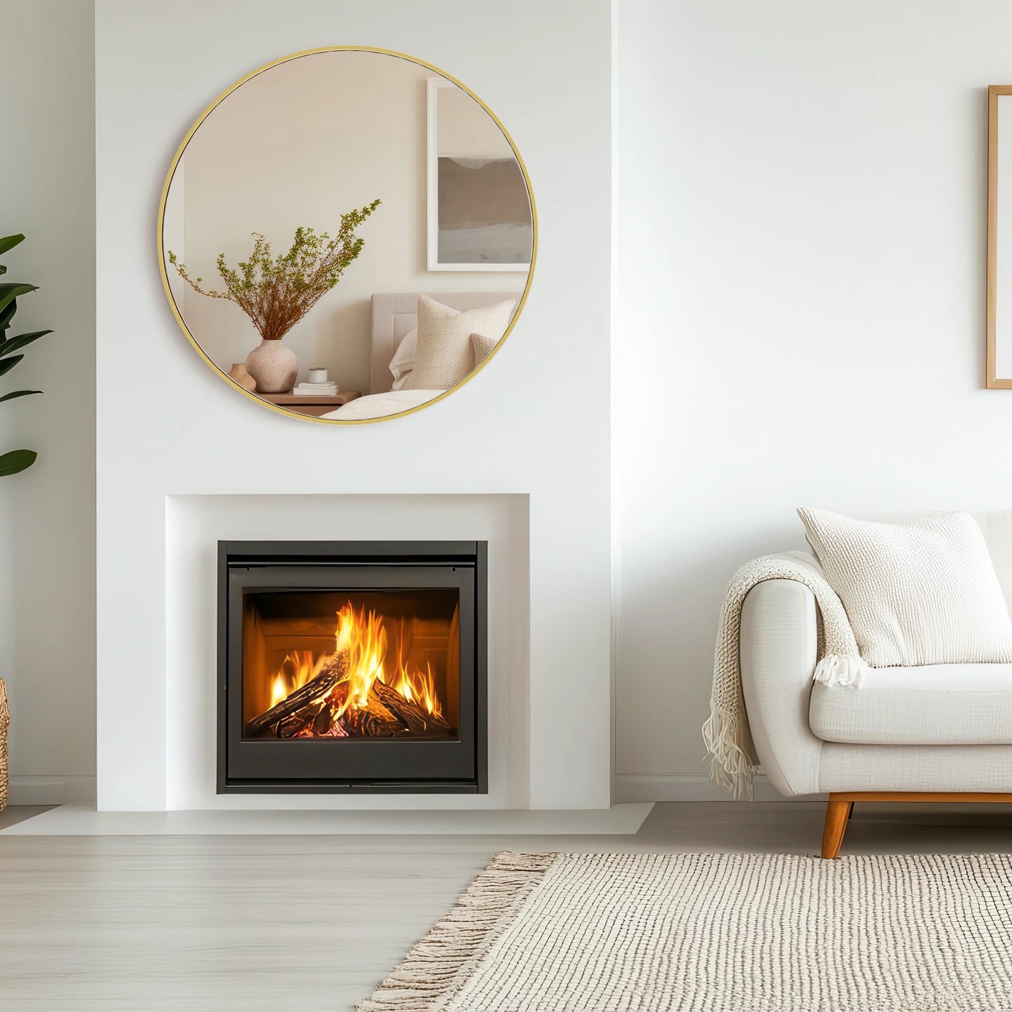 Gold Round Framed Mirror