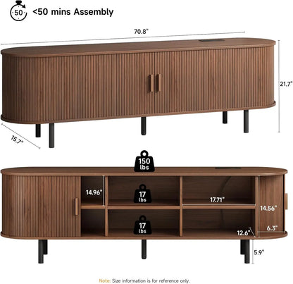 Modern TV Table with Sliding Doors