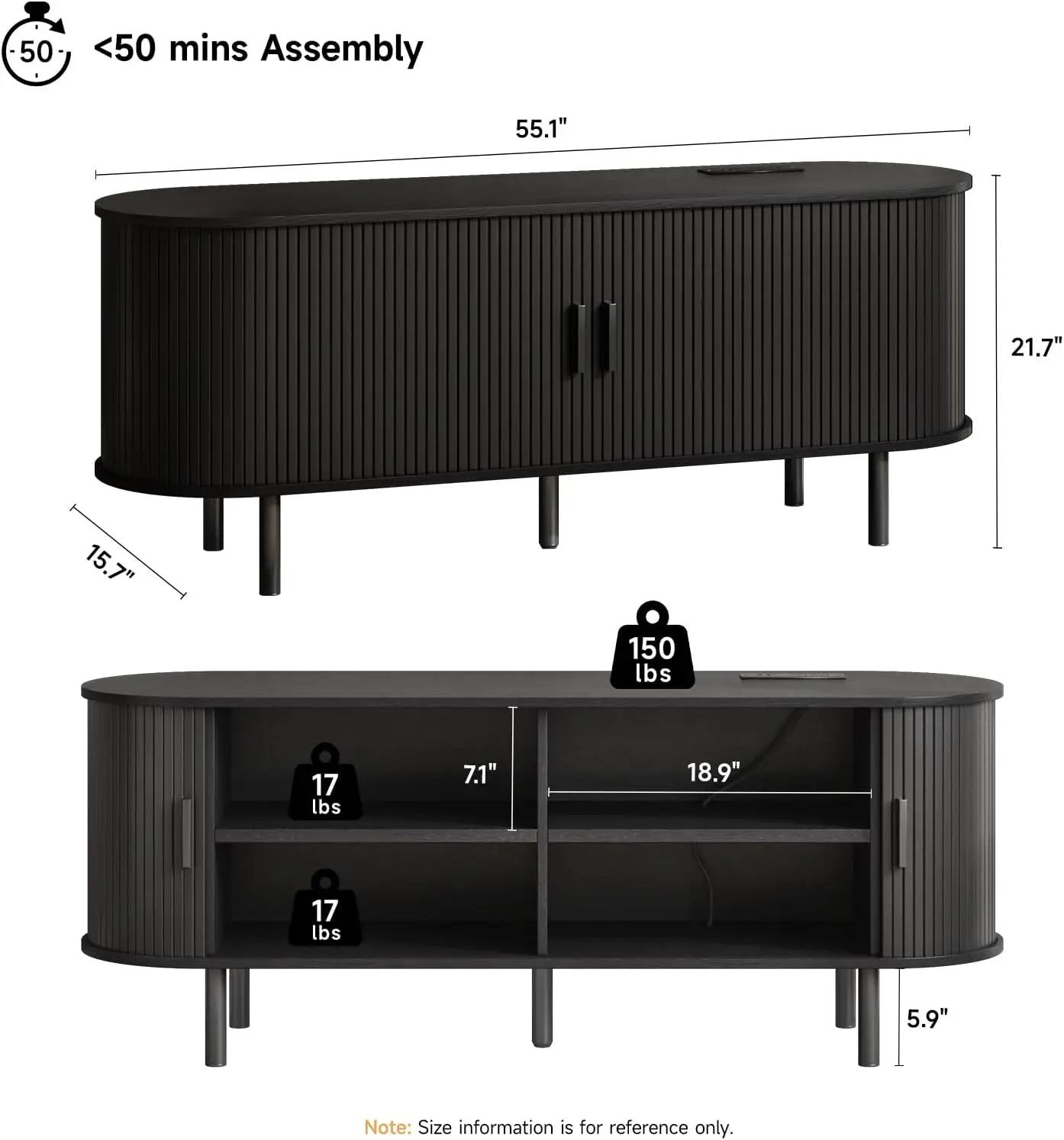 Modern TV Table with Sliding Doors