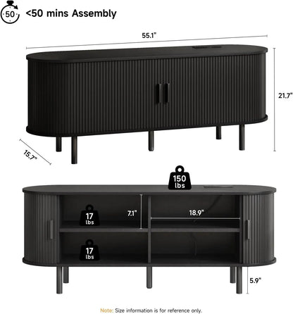 Modern TV Table with Sliding Doors