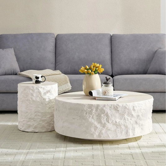 Cement Stone Pattern Round Coffee Table
