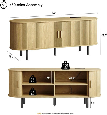 Modern TV Table with Sliding Doors
