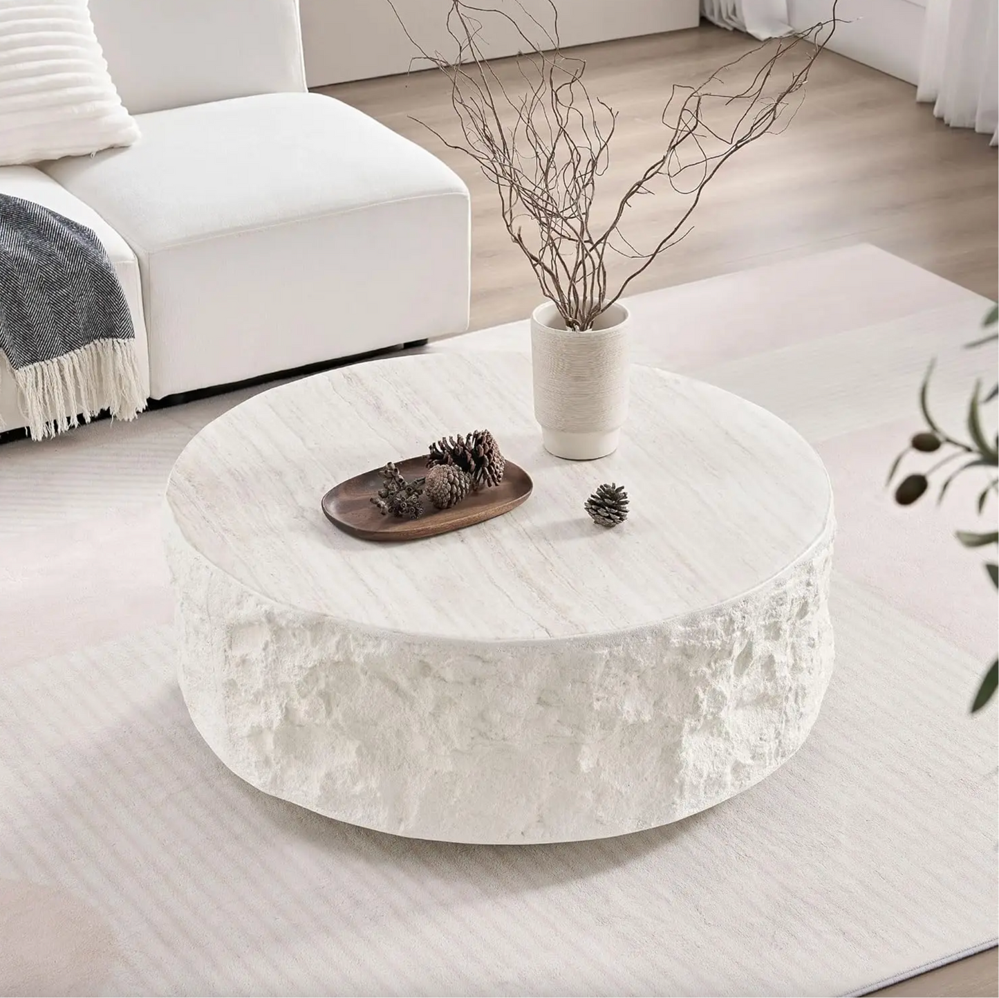Cement Stone Pattern Round Coffee Table