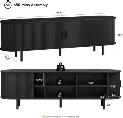 Modern TV Table with Sliding Doors