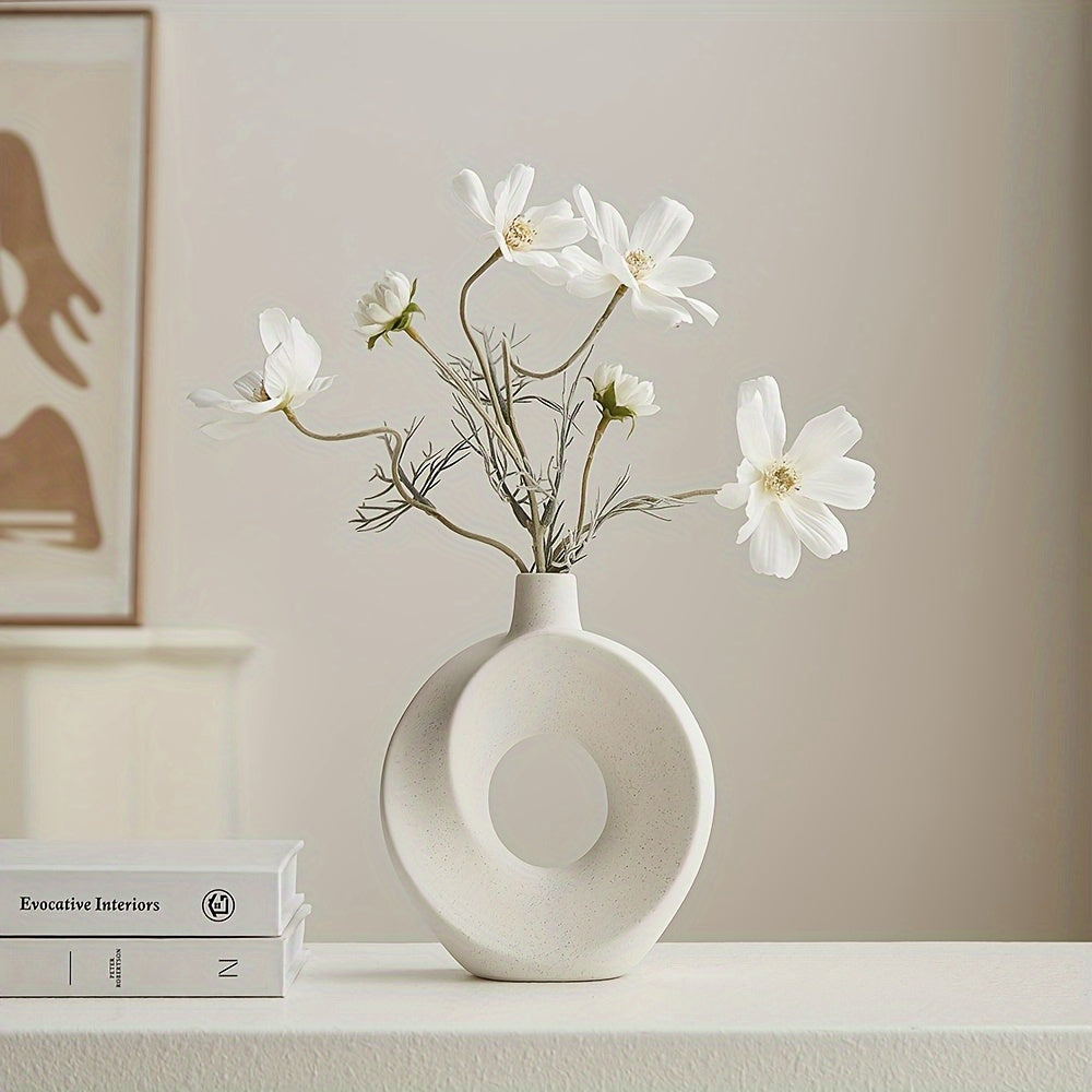 Modern Nordic Style White Ceramic Donut Vase