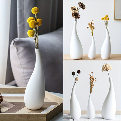 3pcs Set Of Modern White Ceramic Vases