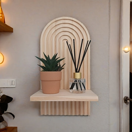 Chic Rainbow Arch Wooden Wall Shelf