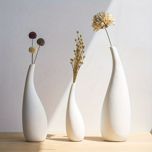 3pcs Set Of Modern White Ceramic Vases