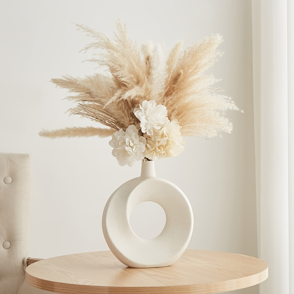 Modern Nordic Style White Ceramic Donut Vase
