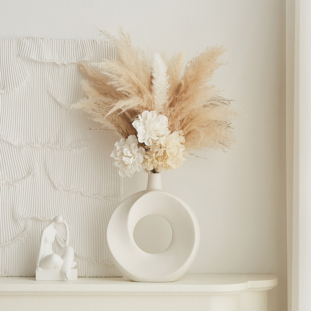 Modern Nordic Style White Ceramic Donut Vase